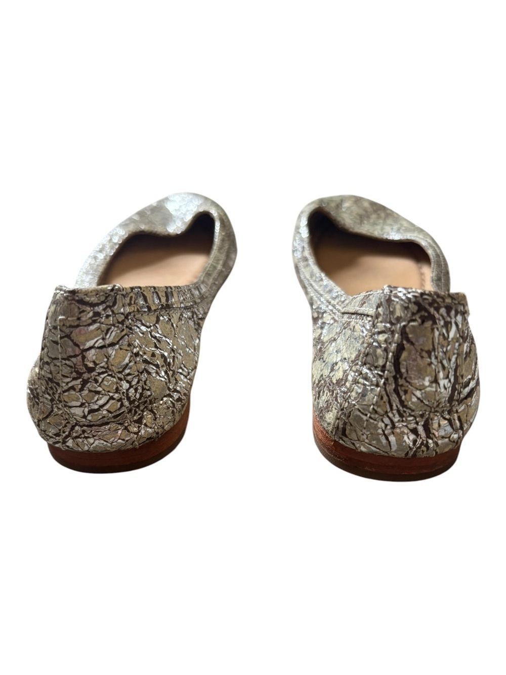 Frye Carson Metallic Crackled Leather Ballet Flats - Silver, Women's Size 6.5 - Picture 4 of 7